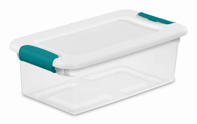 6 Qt. Clear/white Latching Storage Tote - Stackable And Versatile
