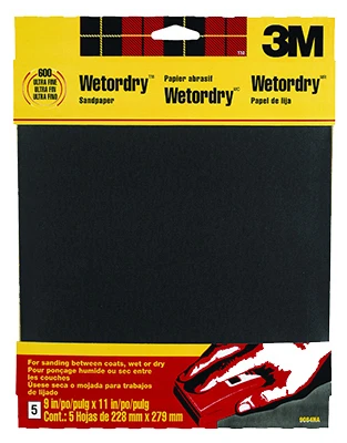 Waterproof Silicone Carbide Sandpaper, 400-Grit, 9 x 11 In., 5-Pk.