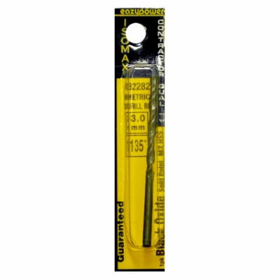 Black Oxide Drill Bit, High Speed Steel, Jobber Length, 3mm, Model 82282