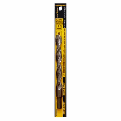 High Speed Steel Black Oxide Drill Bit, Jobber Length, 12 Millimeter Diameter