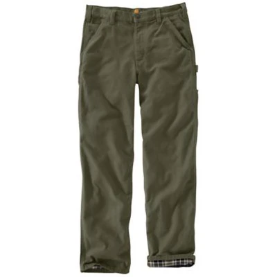 Dungaree Pants, Washed Duck, Flannel-lined, Moss, 33 x 30 In.