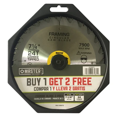 24-tooth Circular Saw Blades With Tote, 7-1/4 In., 3 Pk
