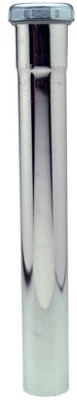 Kitchen Drain Extension Tube, Chrome-Plated Brass, 22 Gauge, 1.5 Inch Outer Diameter Slip Joint by 12 Inch Length