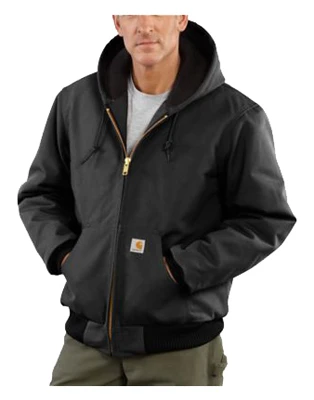 Duck Active Quilted Jacket With Hood, Flannel-Lined, Black, XXL