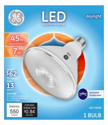 LED Floodlight Bulb, Daylight, Clear, 550 Lumens, 7 Watt