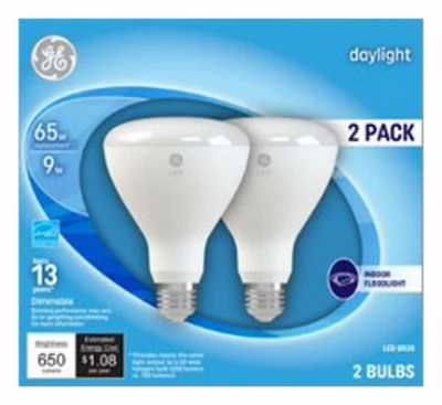 LED Floodlight Bulb, BR30 Medium Base, Daylight, 9 Watt, 2-Pk.