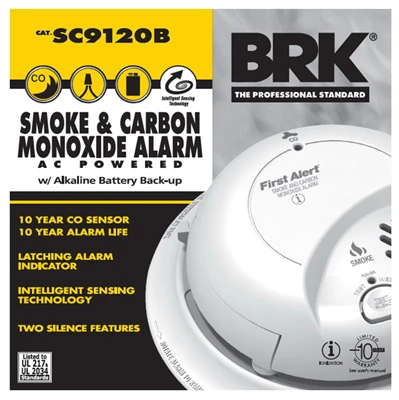 Smoke & CO Alarm, Hardwired w/Battery Backup