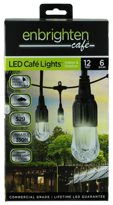 LED Cafe Lights, 6-Bulb Set, 12 Ft.