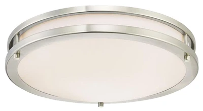 Dimmable LED Flush fixture, Brushed Nickel, 23-Watts