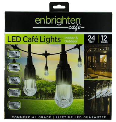 LED Cafe Lights, 12-Bulb Set, 24 Ft.