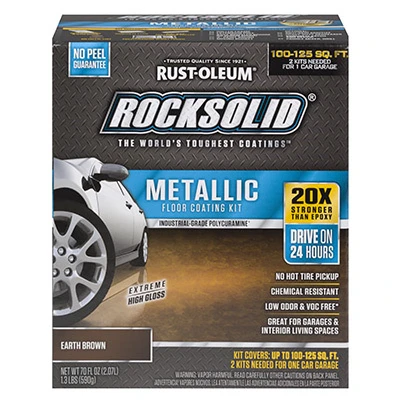 Rocksolid Garage Floor Coating Kit, Earth Brown Metallic, Covers Up To 100 Sq. Ft.