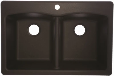 Granite Composite Kitchen Sink, Double Bowl, Onyx, 22 x 33-In.