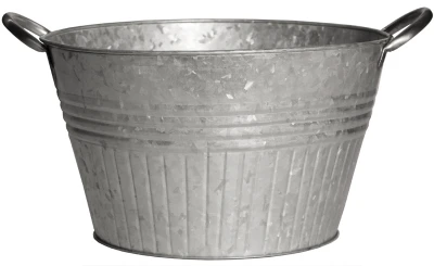 16-inch Round Galvanized Metal Tub Planter With Handles For Lawn And Garden