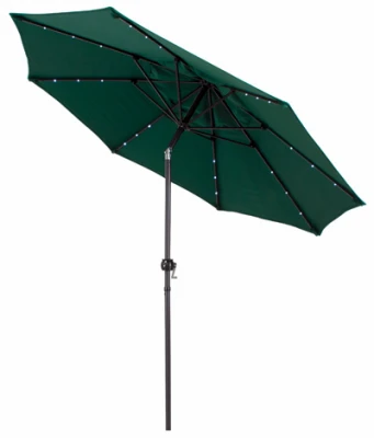 Market Umbrella With Led Lights, Hunter Green, 9 Feet Diameter