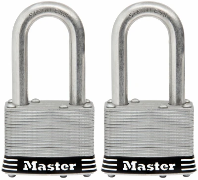 Keyed Laminated Padlocks, 1-3/4 In., 1.5-In. Long Shackle, 2-Pk.
