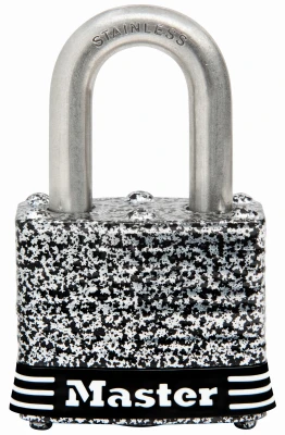 Weatherproof Laminated Steel Keyed Padlock with Stainless Steel Shackle, 1.5 Inch
