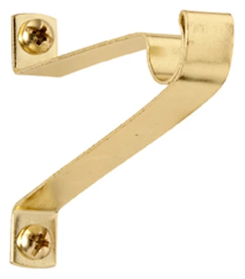 Cafe Curtain Rod Bracket, Brass Finish, 2" Clearance, 7/16" Diameter