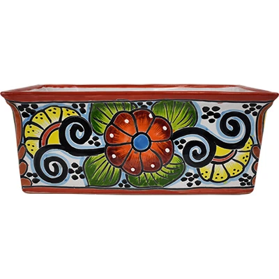 12-inch Rectangular Double-fired Hand-painted Ceramic Planter By Avera Products