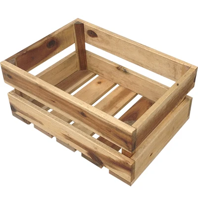Crate-style Wood Planter, 13.5 X 6-inch, Premium Acacia Wood