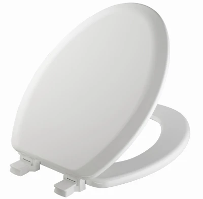 Elongated Closed Front White Molded Wood Toilet Seat With Easy-clean Hinge