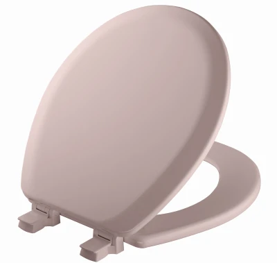 Round Molded Wood Toilet Seat with Easy-Clean and Change Hinge STA-TITE in Pink