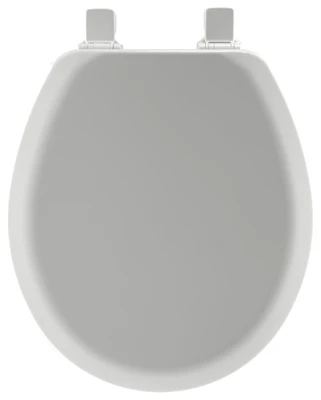 Round Molded Wood Toilet Seat, Easy-Clean & Change® Hinge, STA-TITE®, Silver