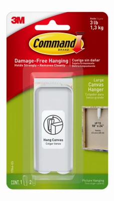 Large Canvas Hanger, White, 1 Hanger, 2 Strips/Pack