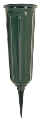 Cemetery Vase, Green Plastic, 3 x 7-In.
