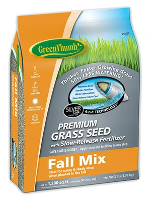 Premium Coated Fall Turfgrass Seed Mix, 3 Lbs., Covers 1,200 Sq. Ft.