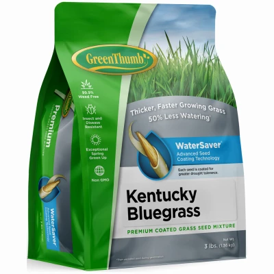 Premium Coated Kentucky Bluegrass Seed, 3 Lbs., Covers 2,000 Sq. Ft.