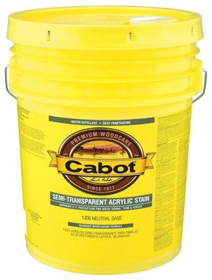 Water Based Exterior Wood Stain, Semi-Transparent Neutral Tint Base, 5-Gallons