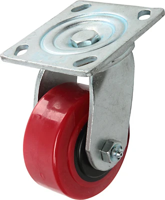 Red Poly Wheel, Swivel Caster, 4 In.