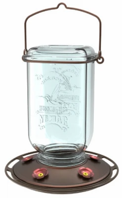 Hummingbird Feeder, Clear Mason Jar, 25-oz.