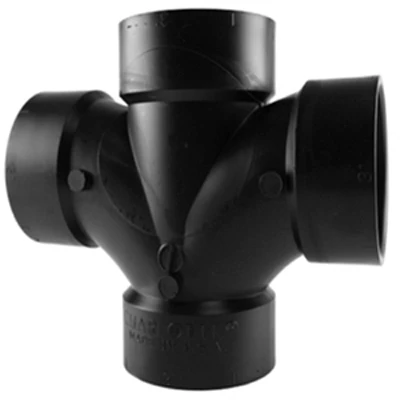ABS/DWV Double Sanitary Tee, Hub x Hub x Hub, 2 In.