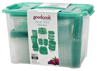 50-Pc. Food Storage Container Set, Teal Plastic