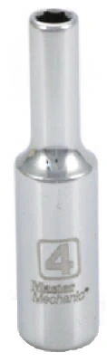 Metric Deep Well Socket, 6-point, 1/4 Inch Drive, 4mm