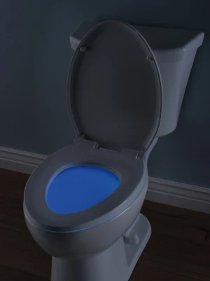 Elongated Toilet Seat with Night Light and Slow-Close Feature