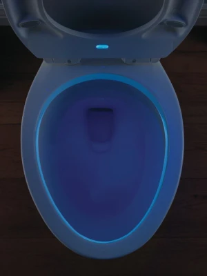 Elongated Toilet Seat with Night Light and Slow-Close Feature