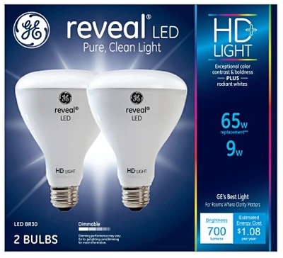 Reveal HD+ LED Light Bulbs, 650 Lumens, 9 Watt, 2-Pk.