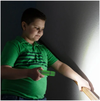 COB Light Emitting Diode Flashlight with Rubber Grip, Assorted Colors, Includes Three AAA Batteries