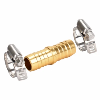 5/8 Inch Metal Hose Coupler Set with Clamps for Secure Hose Connections