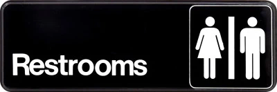 Unisex Restroom Sign, 3 x 9-In.