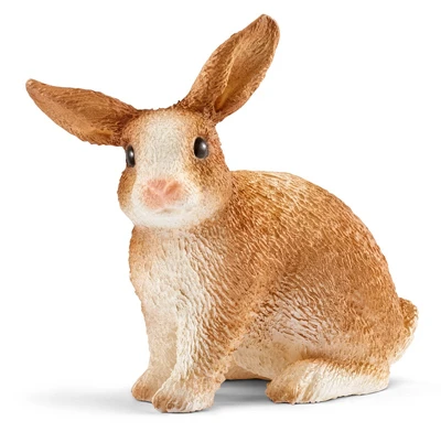 Sitting Brown & White Rabbit Toy Animal Figure For Ages 3 And Up