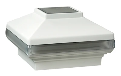 Solar Light Post Cap, White, 4 X 4 Inches, Includes Bracket Inserts