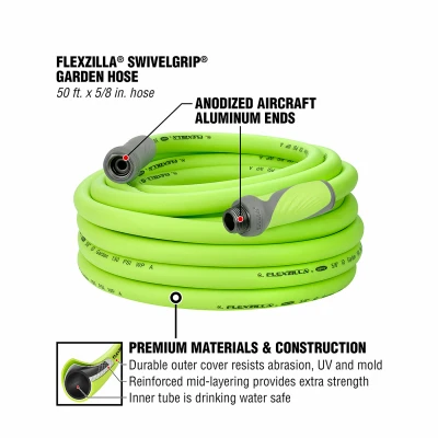 Lightweight Garden Hose 5/8 Inch Diameter by 50 Feet Length