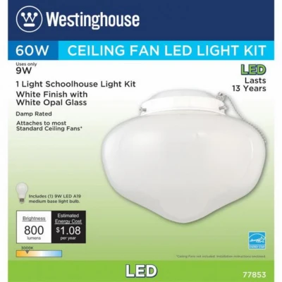 LED Schoolhouse Ceiling Fan Light Kit with Damp Location Rating