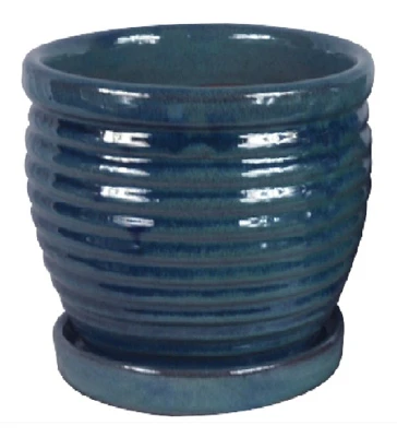 6 Inch Ceramic Honey Jar Planter in Aqua Blue Color