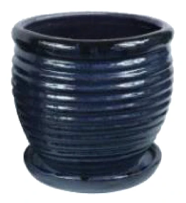 9 Inch Ceramic Honey Jar Planter in Drip Blue Finish