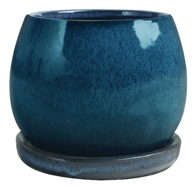 6 In. Artisan Planter, Ceramic, Aqua Blue