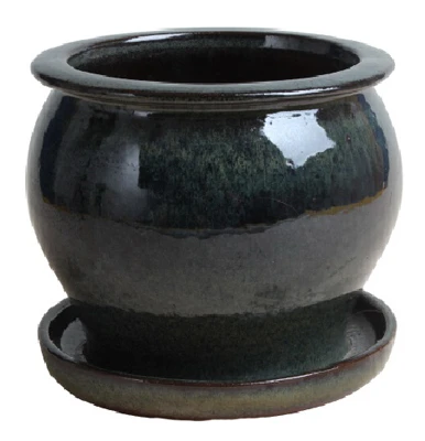 4 In. Studio Planter, Ceramic, Dripping Green
